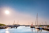 Harbour in the evening, Thiessow, Moenchgut, Ruegen Island, Mecklenburg-Western Pomerania, Germany