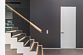 staircase of a modern architecture house in the Bauhaus style, Oberhausen, Nordrhein-Westfalen, Germany