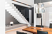 staircase of a modern architecture house in the Bauhaus style, Oberhausen, Nordrhein-Westfalen, Germany