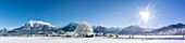 Germany, Bavaria, Alps, Oberallgaeu, Oberstdorf, Nebelhorn, Rubihorn, Winter landscape, Winter holidays,  Hiking, Winter sports, Mountain panorama, Mountain peaks