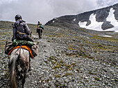 horseride in the mountains, Kara-Tyurek, Belucha, Altai, Siberia, Russia