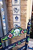 painted chair and tiles, Granada, Andalusia, Spain, Europe