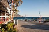 seafront in the evening with restaurant, Plakias, Crete, Greece, Europe
