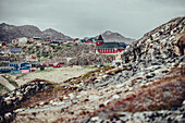 Ausblick auf Sisimiut, Grönland, Arktis.