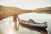 Rowing boat in greenland, greenland, arctic.