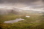 Blick in die südliche Bucht vom Connor Pass, Dingle Halbinsel, Grafschaft Kerry, Irland, Wild Atlantic Way, Europa