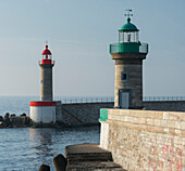 lighthouses at the port of Bastia, Corsica, France Haute Corse