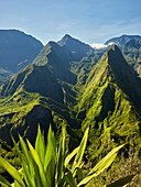 View from the lookout point Cap Noir, Cirque de Mafate, La Reunion, France