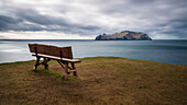 bench with a view on the island of Mykines, Gasadalur, Vagar, Faroe Islands, Denmark