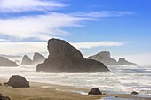 Oregon coastline with exposed rocks, Near Port Orford, Oregon, USA.