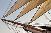 Detailed view of the foremast sails on the 'Star of India' at the San Diego Maritime Museum