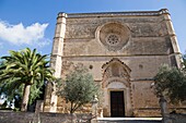 Church at Petra village in Majorca island Balearics Spain.