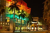MULTI COLOR RAINBOW LIGHTS EQUINOX BUILDING FIFTH STREET MIAMI BEACH FLORIDA USA.