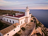 Leuchtturm von Cap Blanc Erbaut im Jahr 1862. Llucmajor, Mallorca, Balearische Inseln, Spanien, Europa