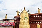 Lhasa, Tibet - the view of the Golden Roof of Jokhang Temple, the holy temple in Lhasa in the daytime.