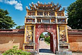 Entrance gate to the Hung To Mieu Temple. Imperial City (The Citadel), Hue, Vietnam.