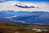 USA, Alaska, Denali, Denali National Park, some of the breathtaking backdrops seen by the hikers of the Helihiking tour through Cool Mountain