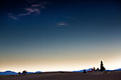 USA, Oregon, Willamette Valley, farm landscape with a crescent moon near Yamhill