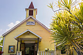 Hauoli Kamanoa Church in Milolii on the island of Hawaii. La Illima is an annual festival celebrating the lifting and transporting by 100 yards of this church, largely in tact by a tsunami in 1869; Milolii, Island of Hawaii, Hawaii, United States of Ameri
