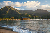 Hanalei Pier, bay and valley; Hanalei, Kauai, Hawaii, United States of America