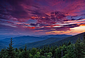 A summer sunset from Clingman's Dome in Great Smokey Mountains National Park; Forney's Creek, North Carolina, United States of America