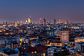 The skyline of Milan from a skyscraper, Milan, Lombardy, Italy Europe