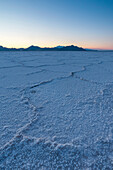 Dusk at Bonneville Salt Flats, Wendover, Salt Lake City, Utah, Usa
