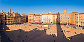 Siena, Tuscany, Italy, Europe, Panoramic view of Piazza del Campo