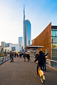 Milan, Lombardy, Italy, Gae Aulenti square with Unicredit Towers