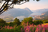 Sunrise over Iseo lake, Brescia province in Lombardy district, Italy, Europe