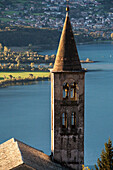 The church of the Burano village on the Como lake. Lombardy, Italy, province of Como