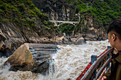 Tourists at Tiger Leaping Gorge, Lijiang, Yunnan Province, China, Asia, Asian, East Asia, Far East