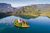 Bled Island and Lake Bled. Bled, Upper Carniolan region, Slovenia.