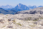 Rosetta refuge, Rosetta mount, Pale di San Martino Dolomites, Trento province, Trentino Alto Adige, Italy, Europe