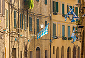Siena, Tuscany, Italy, Europe. Contradas flag
