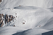 Rifugio Garibaldi covered with snow in winter, Campo Imperatore, Teramo province, Abruzzo, Italy, Europe