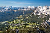 View over Cortina d'Ampezzo from Cristallo peak, Veneto, Italy