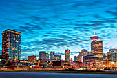 Vancouver skyline and high rise buildings at night, Vancouver, British Columbia, Canada, North America