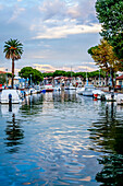 Canale Burlamacco at the sunset in the port of Viareggio, Tuscany, italy