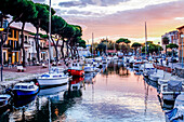 Canale Burlamacco at the sunset in the port of Viareggio, Tuscany, italy