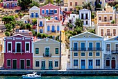 Colourful Houses, Symi Island, Dodecanese, Greece.
