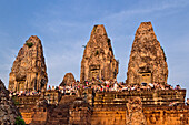 Temple Pre Rup at sunset, Tourist crowd, Angkor Wat , Cambodia, Asia