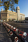 Plaza de Catalunya, , Banco Espagna, Rental bikes, Barcelona, Spain