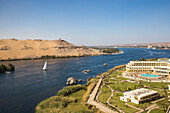 Elephantine Island, view of Movenpick Resort and River Nile, Aswan, Upper Egypt, North Africa, Africa