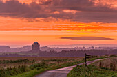 September sunrise over the Mausoleum on the Castle Howard Estate, North Yorkshire, Yorkshire, England, United Kingdom, Europe