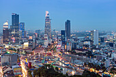 City skyline at night showing the Bitexco tower, Ho Chi Minh City (Saigon), Vietnam, Indochina, Southeast Asia, Asia
