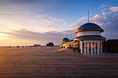 The pier at Hastings at sunrise, Hastings, East Sussex, England, United Kingdom, Europe