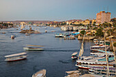 View of Aswan and River Nile, Aswan, Upper Egypt, Egypt, North Africa, Africa