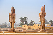 The Colossi of Amenhotep III at the Northern Gate of the Temple of Amenhotep III, UNESCO World Heritage Site, West Bank, Luxor, Egypt, North Africa, Africa