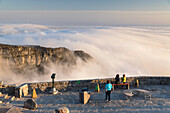 People on the summit of Table Mountain, Cape Town, Western Cape, South Africa, Africa